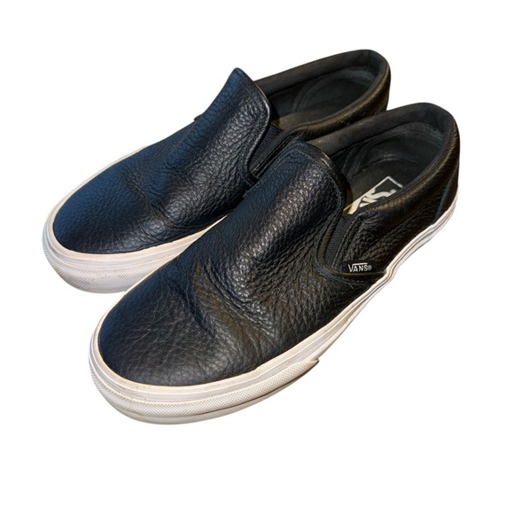 Vans Classic Black Slip-On Leather Shoes - Picture 3 of 8